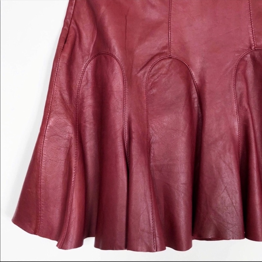 Burgundy Leather Skirt - Picture 7 of 7